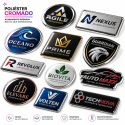 Adesivo Resinado Poliéster Cromado Personalizado | Clique Adesivos